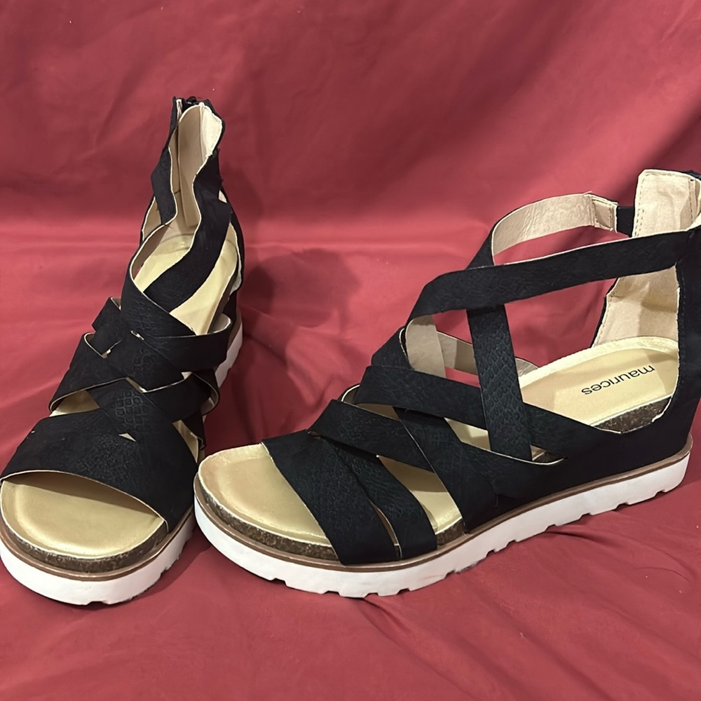 Maurices Black Strappy Platform Sandals